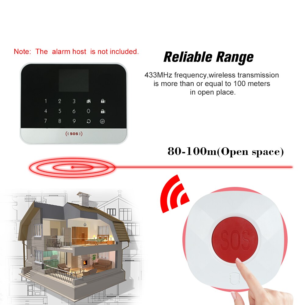 Wireless Remote Call Button SOS/Emergency Button 433MHz Caregiver Pager for Floor Mat Fall Alarm Patient Elderly Disabled Press