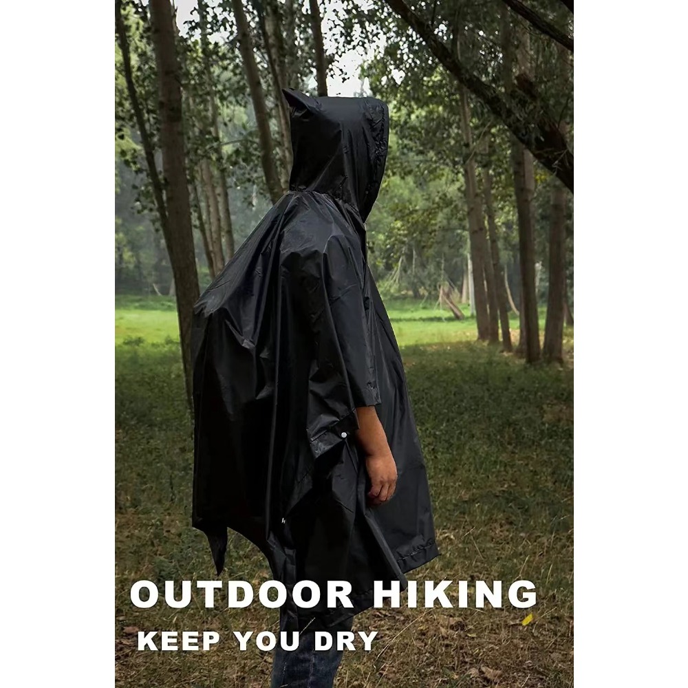 3-in-1 buitenregenjas met capuchon, waterdichte regenponcho, motorfiets regenhoes, kamperen, wandelen, reizen, regenkleding, tent