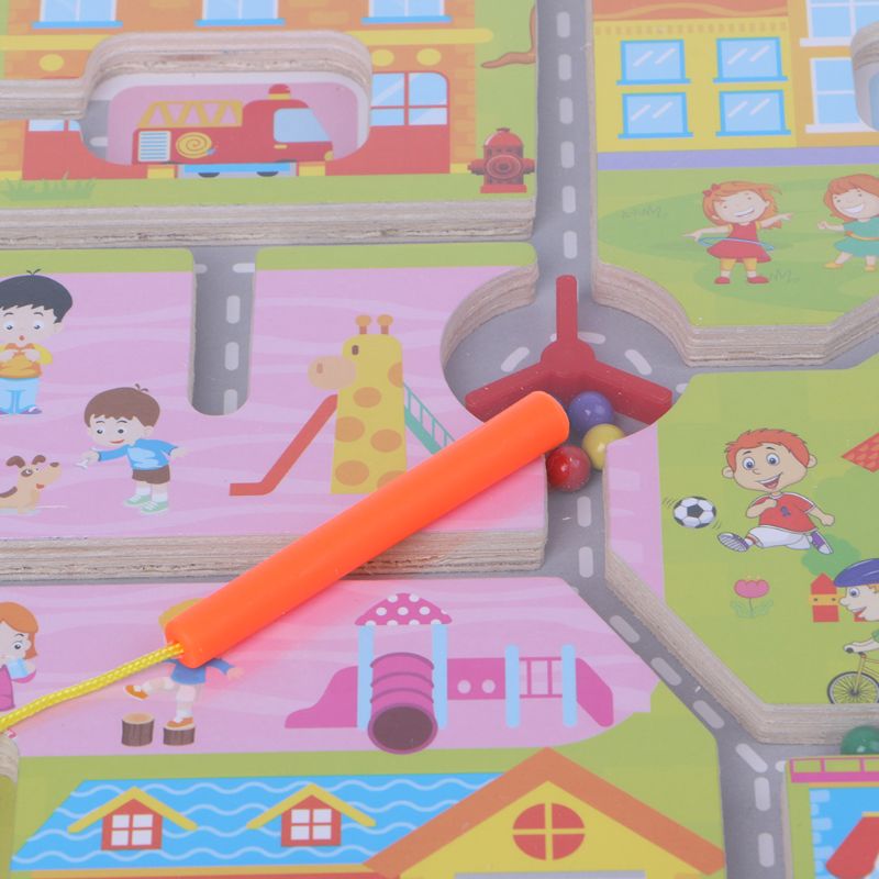 Hout Cartoon Doolhof Puzzel Magnetische Pen Kinderen Vroeg Leren Baby Educatief Intelligentie Ontwikkeling Oefenen Hulpmiddel