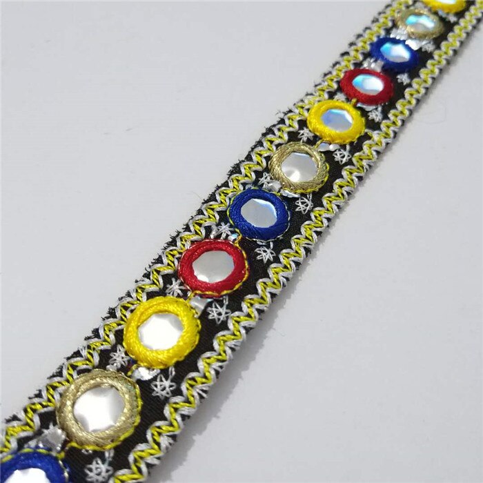 5 yards FABRIC Embroidery 3D Polyester Webbing Colorful Embroidered Webbing 2 CM Width Woven Webbing: Gold