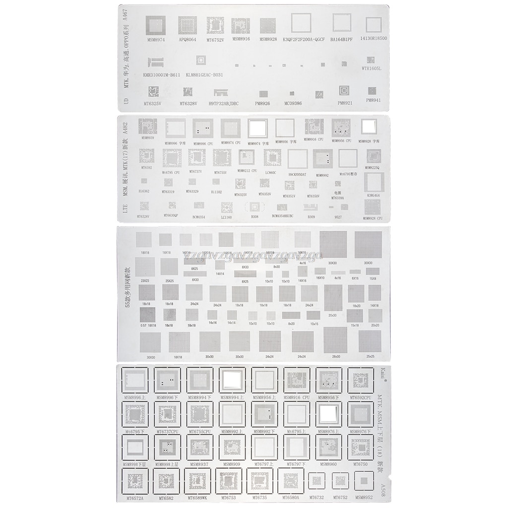 4 st universal bga stencil för mtk msm cpu ram pm power ic reball pin bga direct heat mall  o30 19