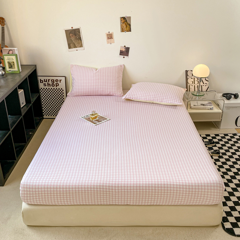 Sábana bajera de estilo a cuadros, funda de cama agradable para la piel, Sábana elástica para niñas y niños, ropa de cama iluminada para el hogar (sin funda de almohada)