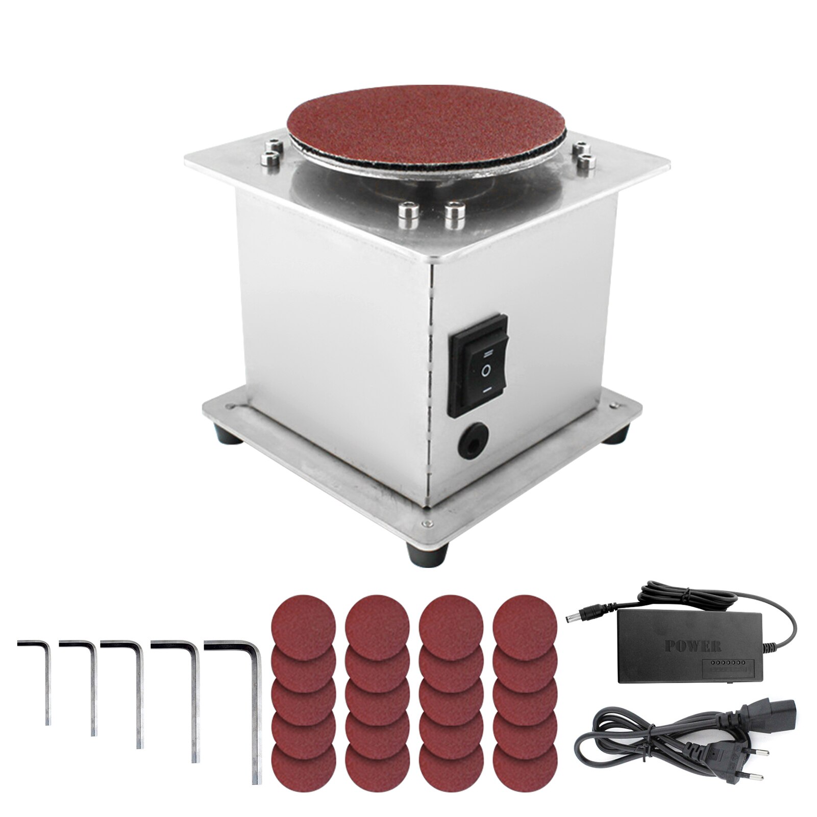 Mini Bench Disc Sander Electric Edge Sharpener 7 Variable Speed 20Sanding Discs Self-adhesive Benchtop Sanding Grinding Machine: EU Plug