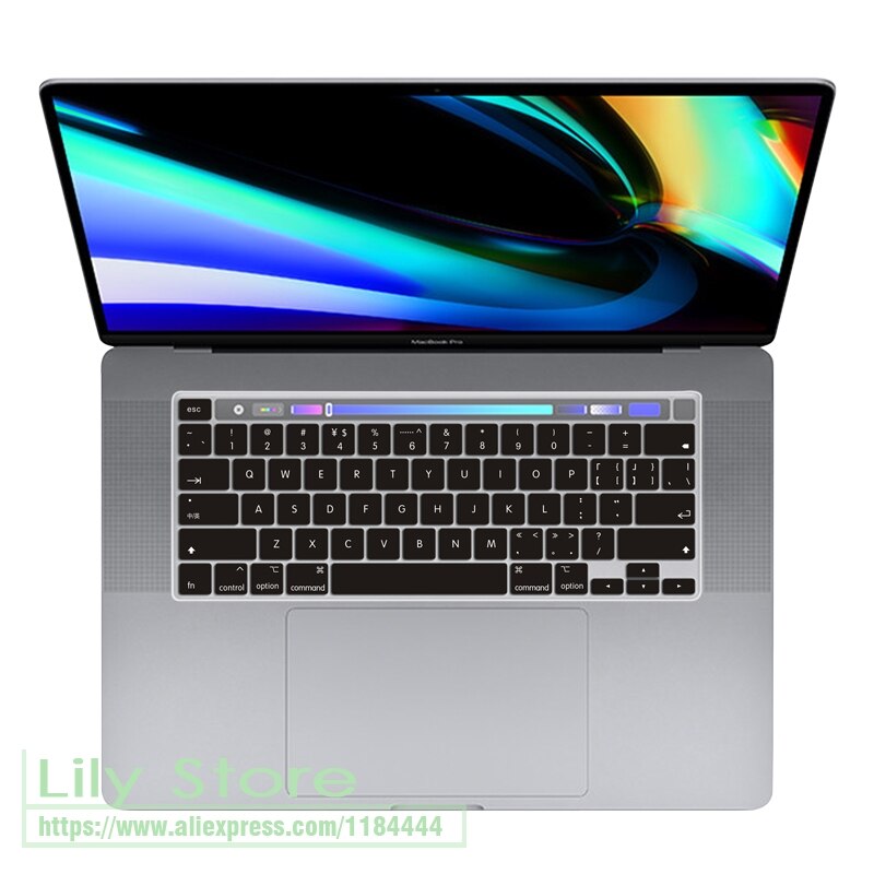 For MacBook Pro 16 inch Keyboard Cover A2141 with Touch Bar KeyBoard cover Skin Protector for Apple Mac 16'' A 2141: Black