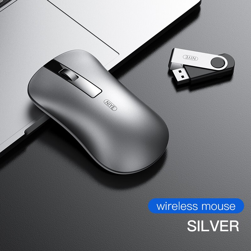 2.4G Mouse Senza Fili Bluetooth Del Mouse 4 Button 1600 DPI Silenzioso Ergonomico Ricaricabile Mini Mouse USB Mouse Ottico Per PC del computer portatile: 2.4G Wireless Sliver