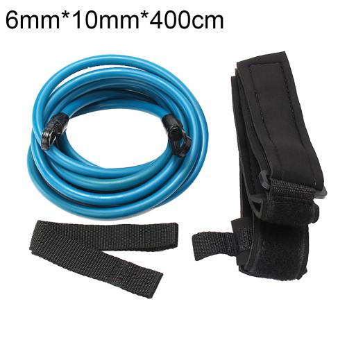 Cinturón de resistencia de látex ajustable para adultos y niños, cinturón elástico de alta resistencia para ejercicio de natación, aumento de potencia: 6mmx10mmx400cm Blue