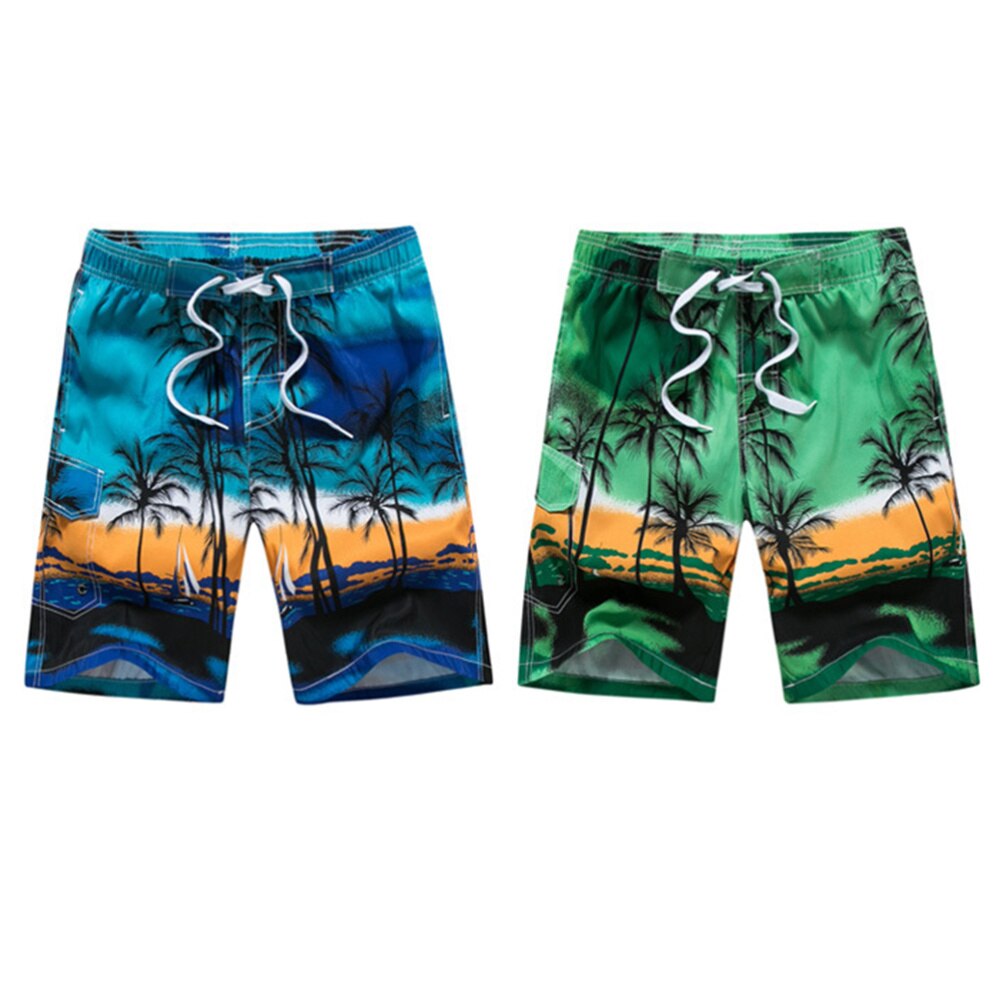 Men's Loose Beach Surfing Board Shorts Swimming Personality Trunks Shorts(Blue)