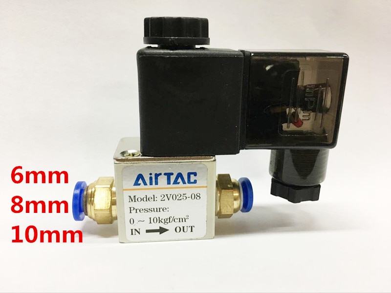 Airtac 1/4 "bsp Válvula de control de aire solenoide neumática de 2 posiciones aluminio 2V025-08 AC220V/DC24V