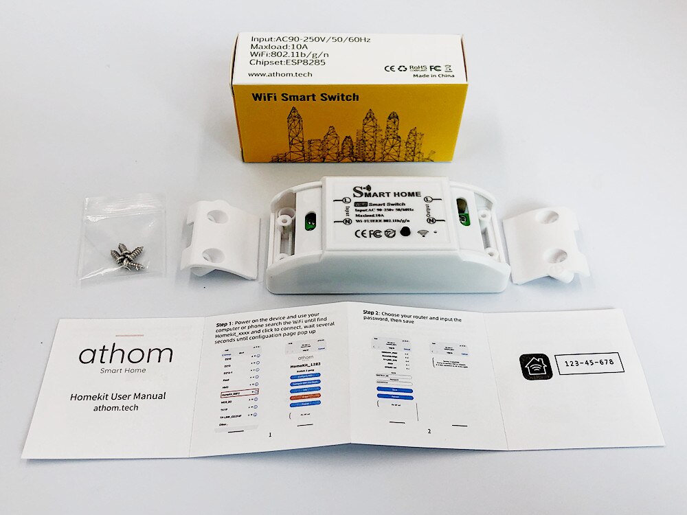 ATHOM Homekit y MQTT WIFi interruptor de relé inteligente 1Ch 10A