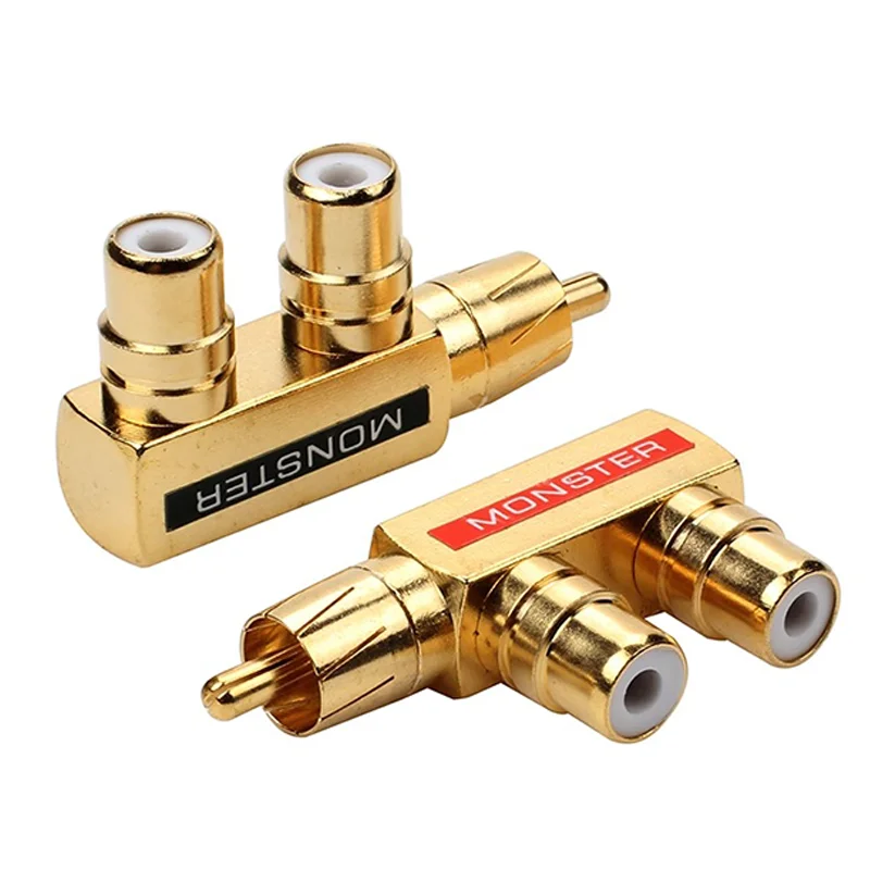 2/4/8Stck vergoldetes Kupfer AV Audio- Splitter Stecker RCA Adapter 1 Stecker auf 2 Buchse