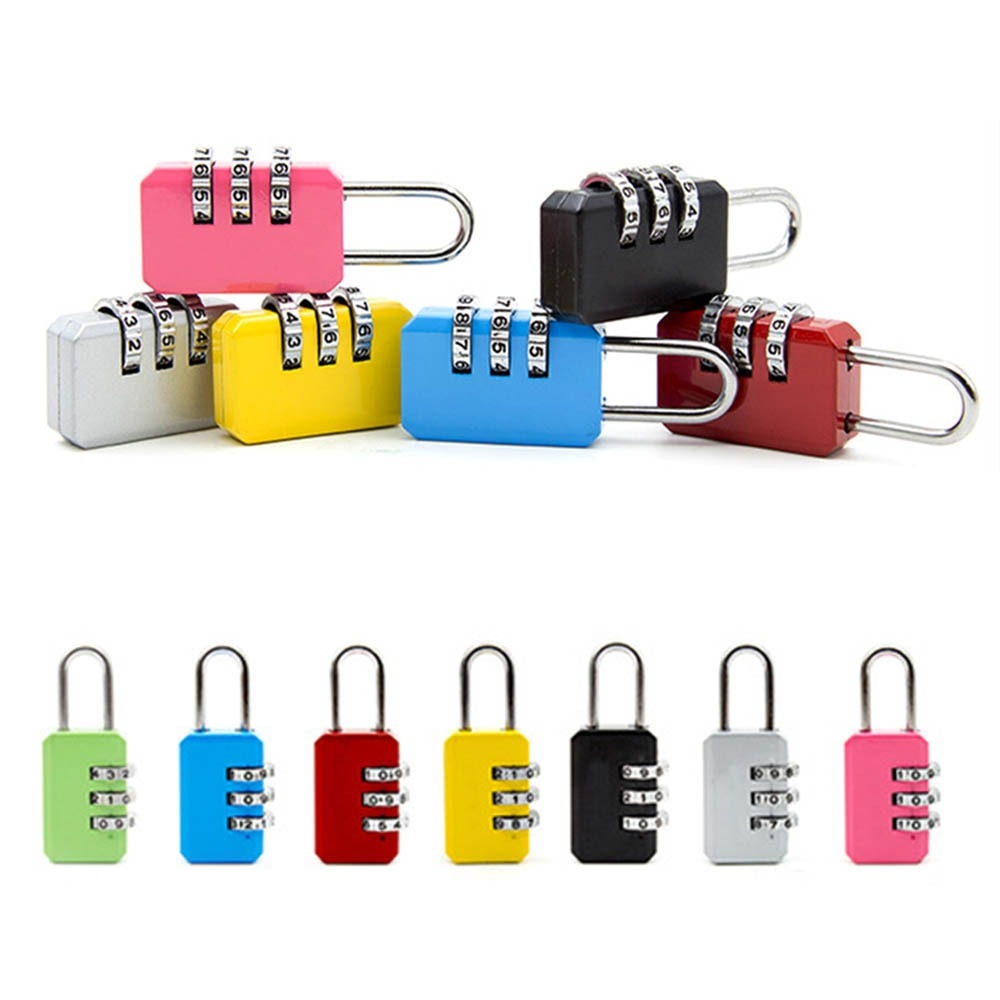 6 Kleuren 3 Digit Dial Codenummer Wachtwoord Combinatie Lock Kleine Draagbare Reizen Bagage Rits Zak Hangslot Koffer Bag Lock