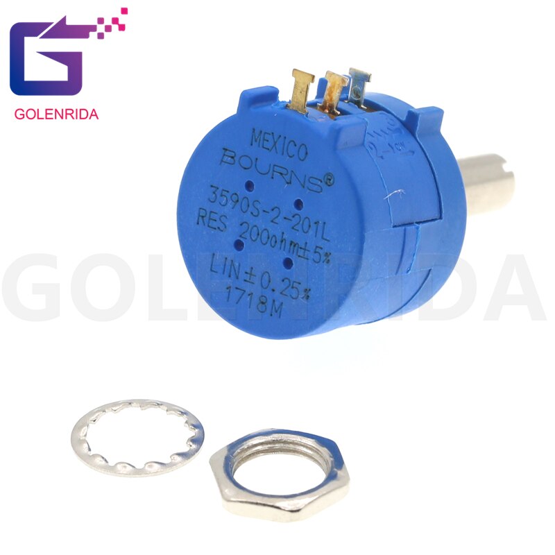 1PCS 3590S-2-201L 3590S 200 ohm 201 3590S-2-201 3590S-201 Precision Multiturn Potentiometer 10 Ring Adjustable Resistor