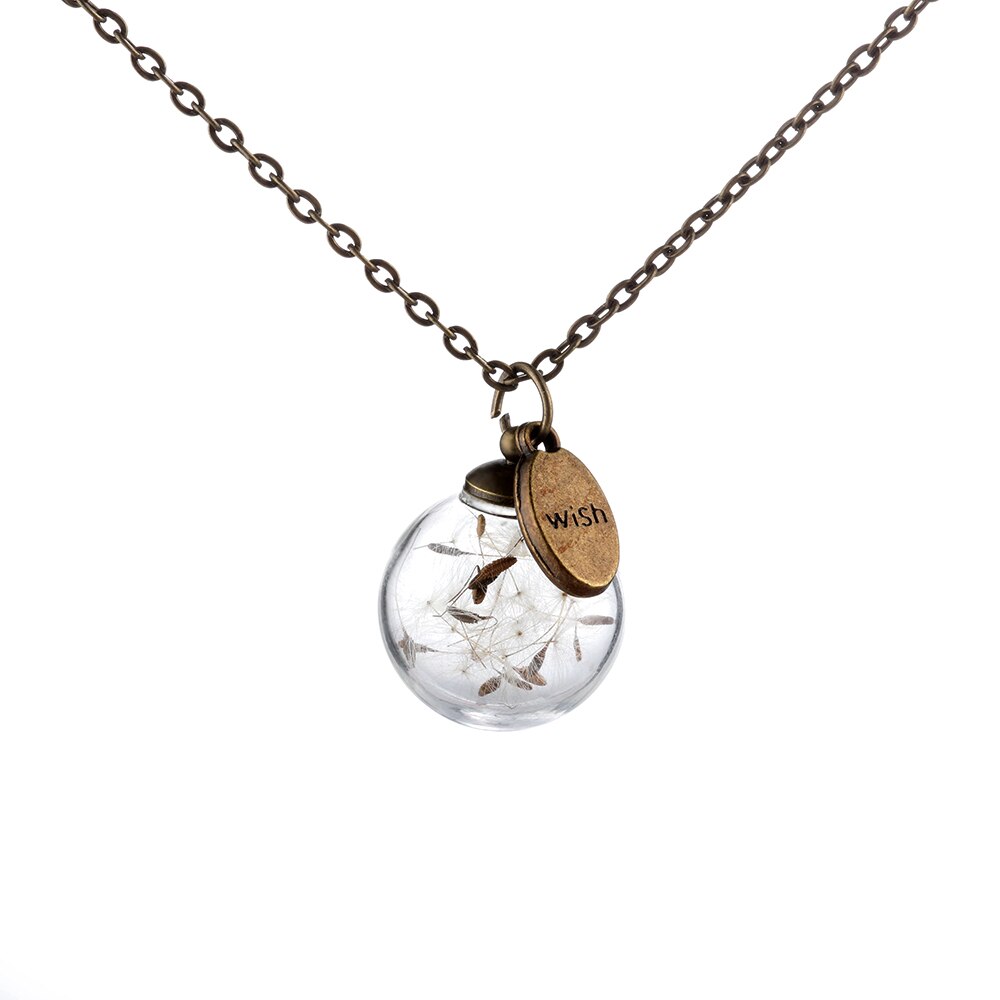 Flacon en verre Transparent, collier, bouteille de souhait, pendentif, bijoux DIY, bouchon à vis ouvrable, chaîne en acier, porte-bonheur, pots de parfum: 20 mm diam