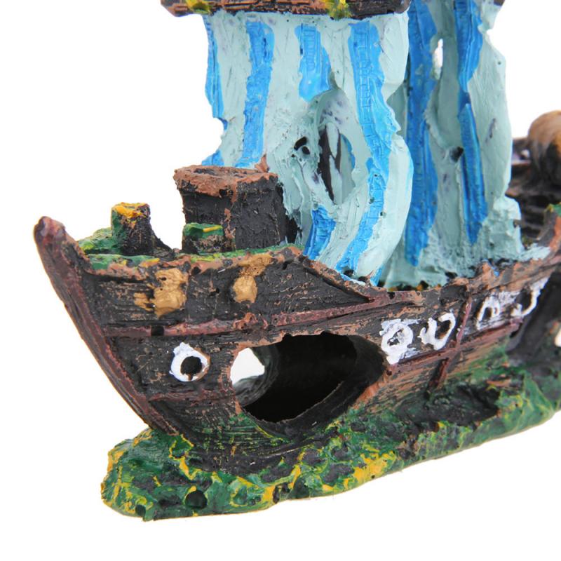 Decoración Para tanque de peces, barco pirata, decoración de barco de resina, decoraciones de acuario, accesorios