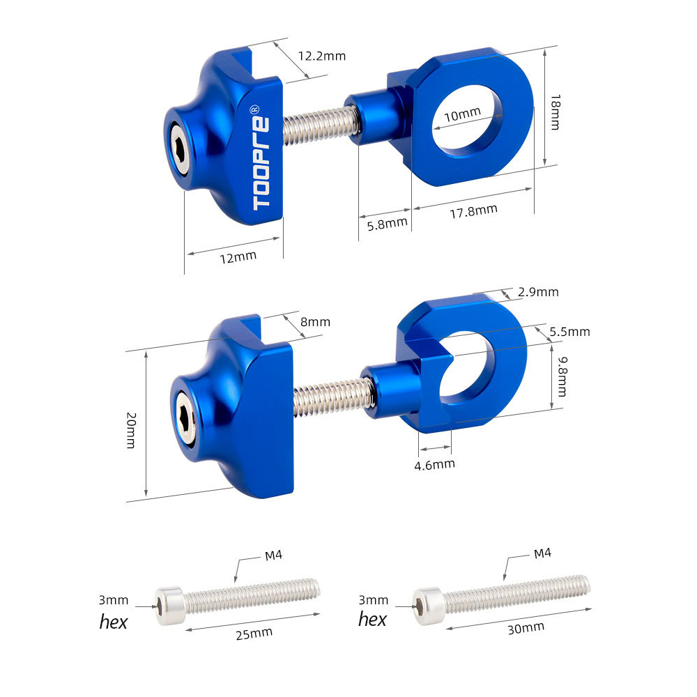 Toopre Faltrad Single Geschwindigkeit Kettenspanner Fahrrad BMX Fest Ausrüstung Kettenspanner Aluminiumlegierung Passend für 3/8 Achsen