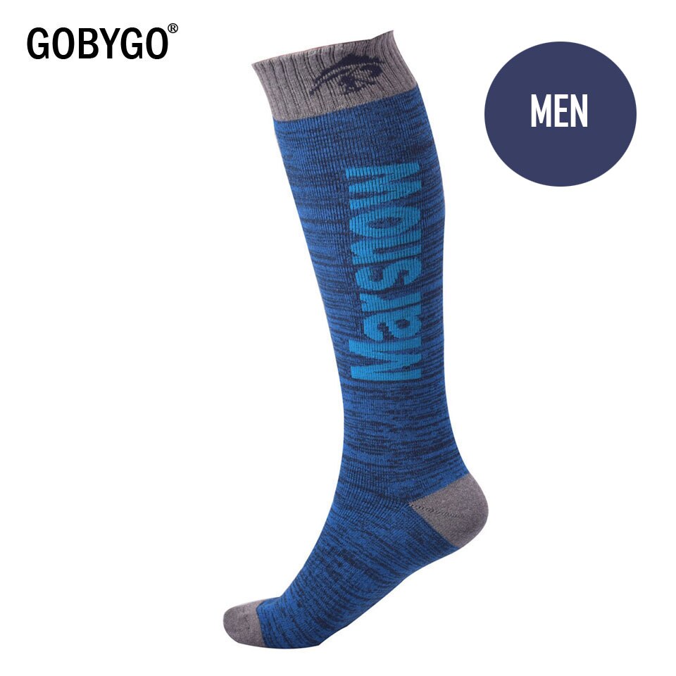 GOBYGO Winter Warme Kinder Männer Frauen Thermische Ski Socken Dicker Baumwolle Sport Snowboard Radfahren Skifahren Socken Bein Wärmer Lange Socken: Men Dark Blue