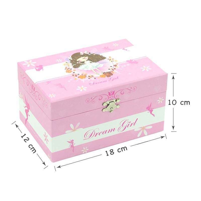 Pink Music Box Wooden Desktop Ornament Ballet Girl Miniature Music Box Classic Home Decor with Mirror