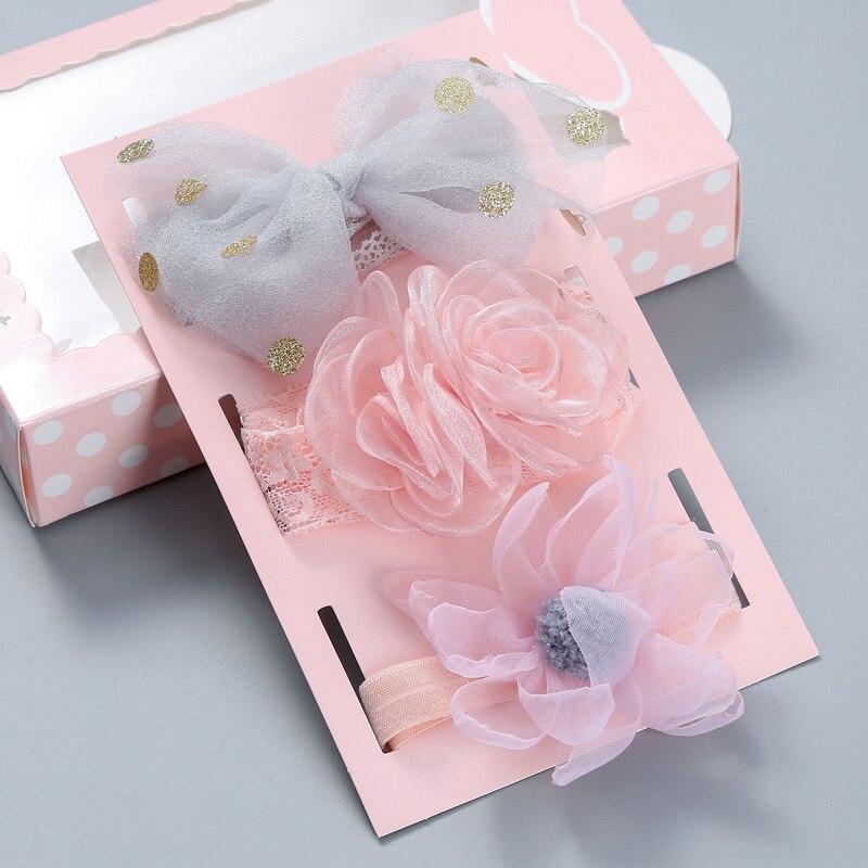 3 st/set spetsbågar baby pannband krona blomma baby flickor hårband spädbarn barn hårband turban baby hårtillbehör: Stil 20 no box