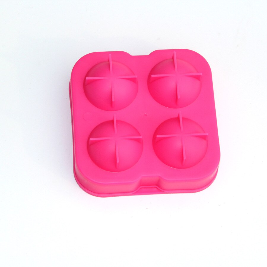 1 st 4 hål rund whisky silikon isbitsbricka form boll iskub bollmaskin form silikon iskula form för festbar: Röd