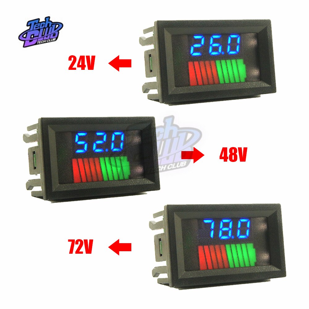 10- segment batteriniveau led-display lithium batterikapacitetsmåler opladningsindikator batteritest rød grøn blå 12/36/60/24/48v: Blå 24v 48v 72v