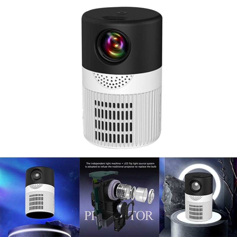 YT400 Led Mobiele Video Projector Home Theater Media Speler Kids Thuis Mini Projector Draagbare (Zwart Wit)