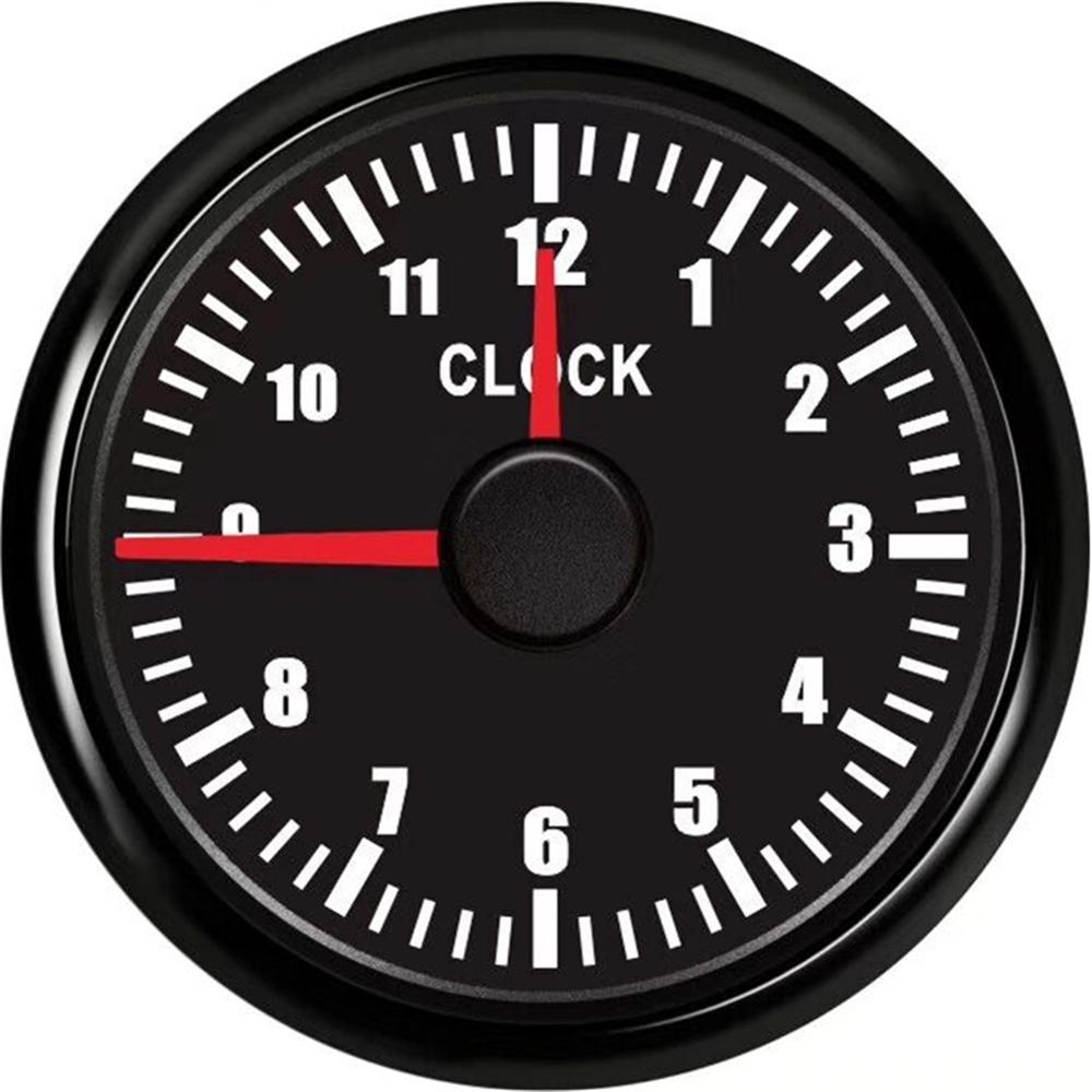 1 Pc 52 Mm Cars Klok Meters 0-12Hours Pointer Tijd Meter Boot Klok Meter Vrachtwagens Hourmeters Rood Of blauwe Achtergrondverlichting: BN red backlight