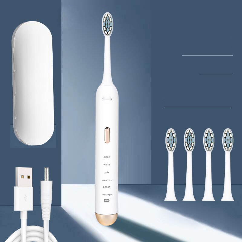 Schall- XIOMI Elektrische Zahnbürste USB Aufladbare Zahnbürste Wasserdichte Ultra Schall- Automatische Zahnbürste Intelligente Heimat Gesunde: Weiß 5 Köpfe Kasten