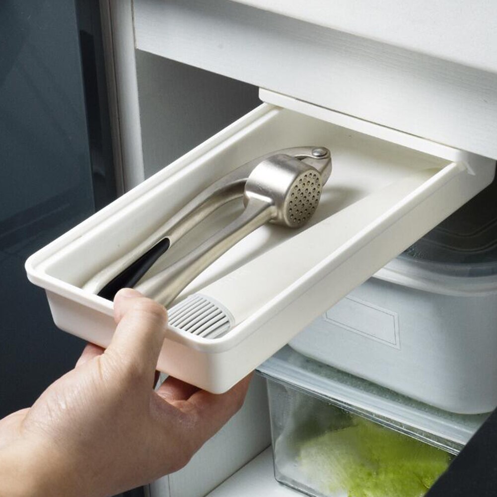 Punch-free Hidden Under Table Floder Desk Stationery Storage Box Drawer Holder