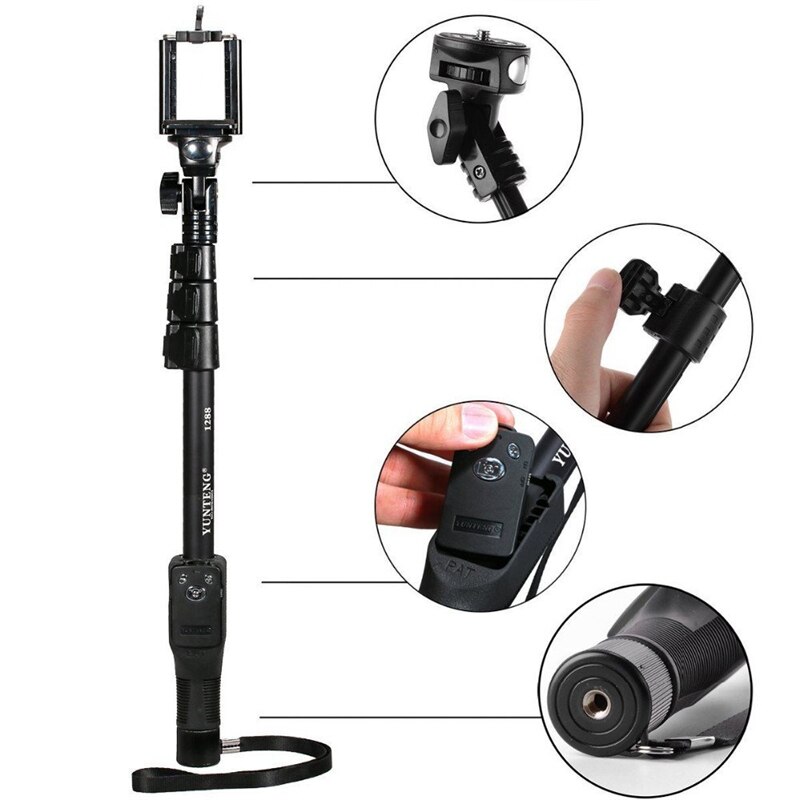 Yunteng  yt 1288 selfie pinne bluetooth monopod uttrekkbart håndholdt stativ til iphone  x 8 7 10 6 xiaomi trådløs lang selfiestick