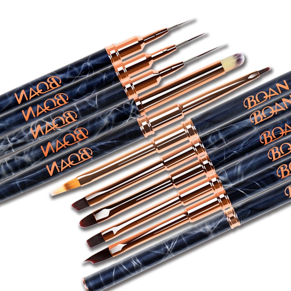 ANGNYA-pincel de mármol negro para uñas, cepillo de Gel UV para manicura, pluma de extensión de Gel acrílico, cepillo de dibujo y esmalte de uñas, 1 ud.