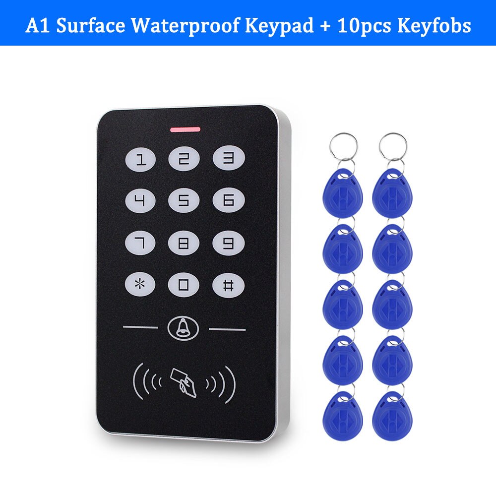 DC12V Electronic Access Control Keypad RFID Card Reader Access Controller with Door Bell Backlight for Door Security Lock System: A1 with 10 Keys