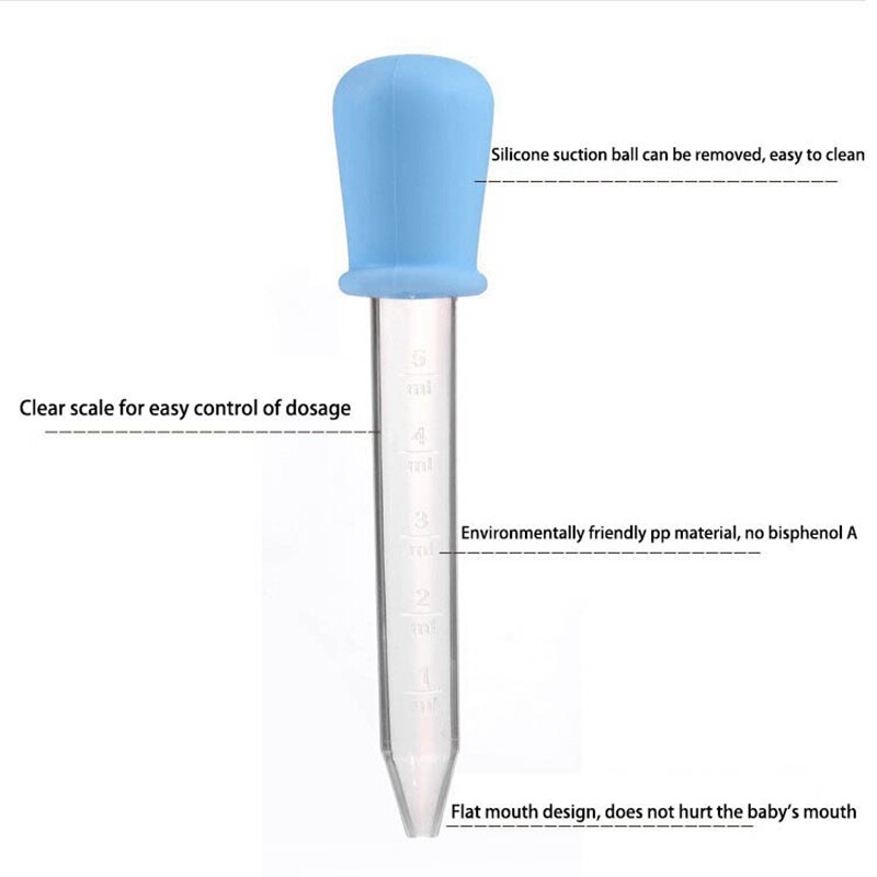 5ML Baby Medicine Dropper Children Clear Silicone Plastic Liquid Food Dropper Feeder Baby Medicine Device
