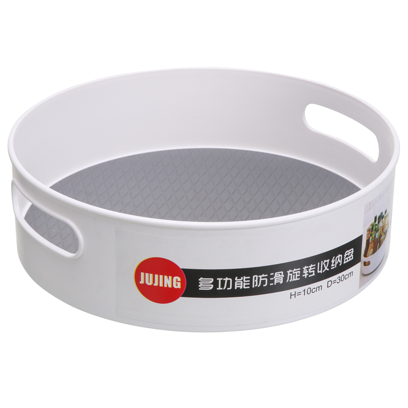 Serving Tray Platter Rotating Storage Tray Cosmetic Food Cutlery Organizer Divider Food Preservation Rolling Tray Decorative: Grey L