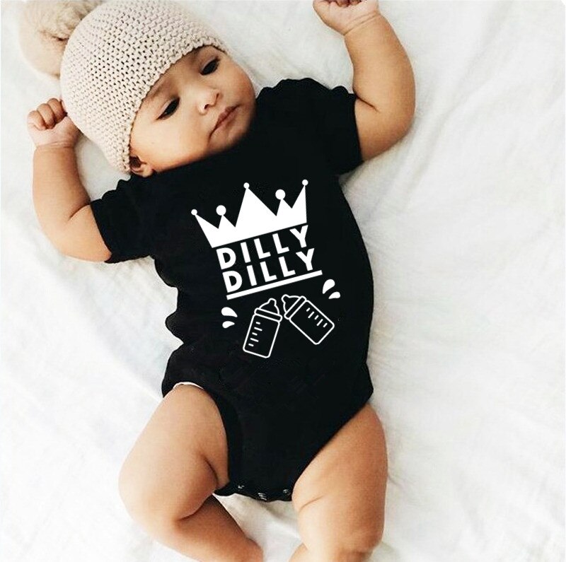 Funny Letters Print Newborn Baby Bodysuit Funny Cotton Short Sleeve Baby Boy Girl Onesies Rompers Body Infant Jumpsuit Clothes: Black / 6M