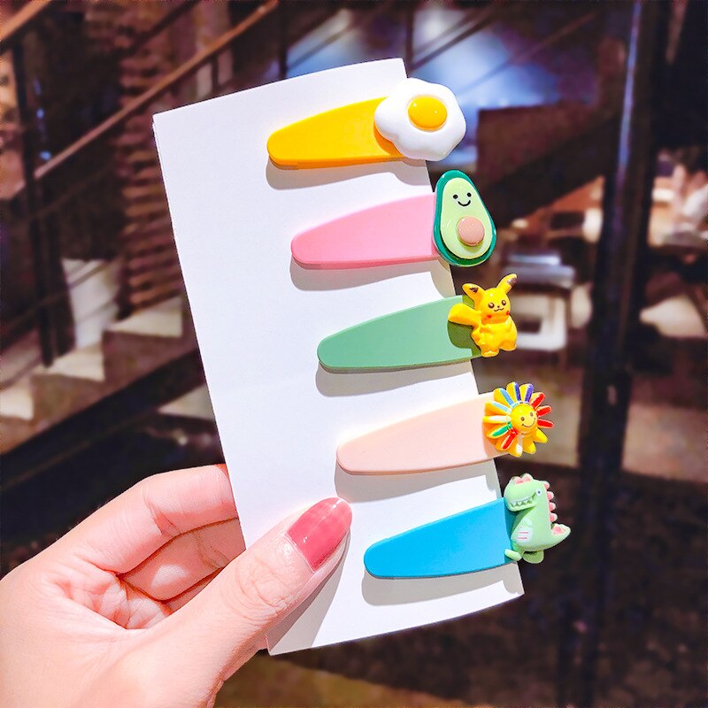 5 pieces Acrylic frosted children hairpin candy color cute animal hairpin girl baby bangs hairpin hair accessories: 5