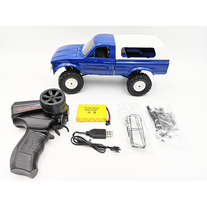 Modèle de voiture télécommandée WPL C24 2.4G tout-terrain, Buggy RC, à monter soi-même, camion à chenilles à grande vitesse, jouets 4WD, KIT en métal, partie Chasis,: RTR Blue