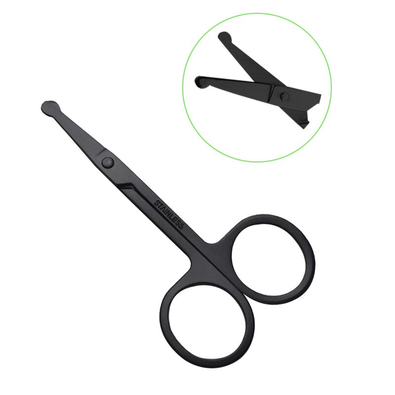 Tijeras de seguridad para pelo de nariz redondeada, recortadora multiusos, punta redonda, pelo Facial, cejas, barba, bigote, recorte LJ61, 2 uds.