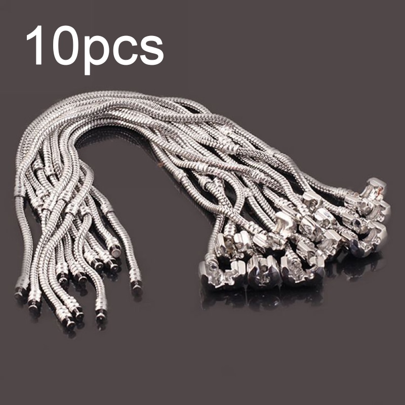 10 Uds fit pulsera Europea 3mm Cadena de serpiente de pulsera berloque cuenta de joyería de las mujeres encantos