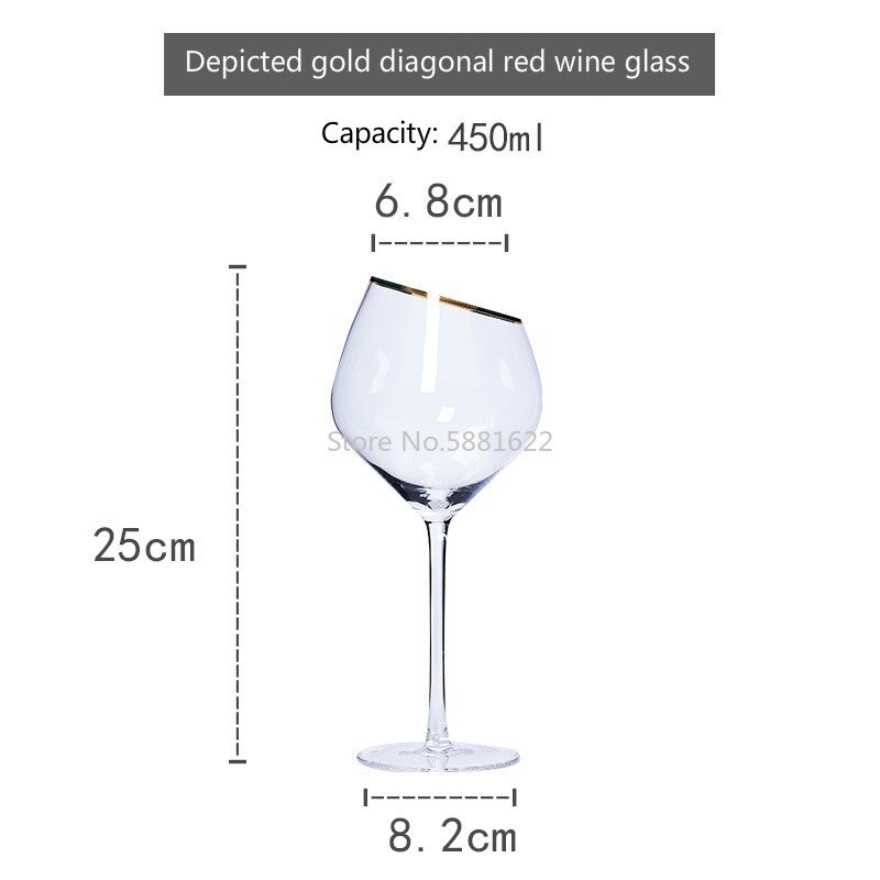 Copa de vino tinto oblicua de sueño , copa dorada, Burdeos, Burdeos, familiar, 4 estilos, 400-500ml