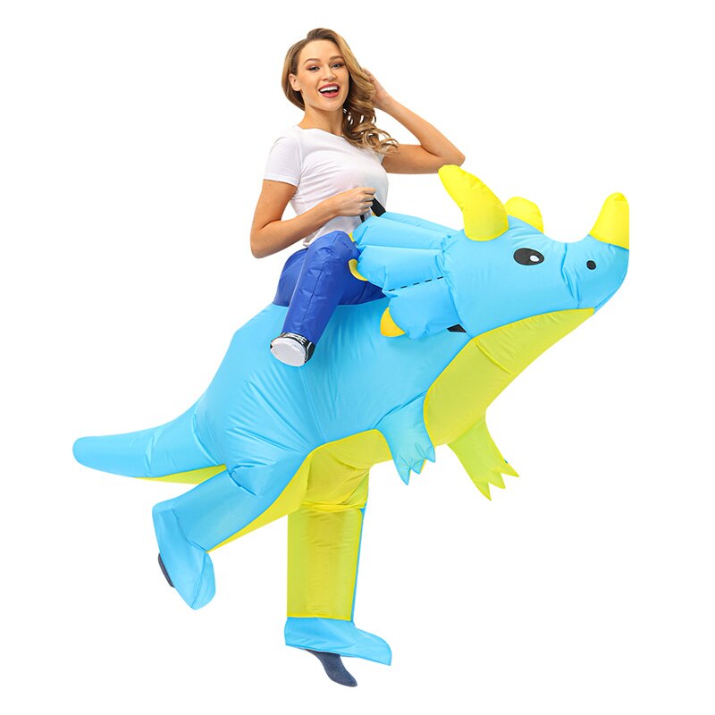 reiten Stereo Dinosaurier Aufblasbare Kostüm Kreative Halloween Cosplay Requisiten für Karneval Maskerade Parteien: loswerden triceratops