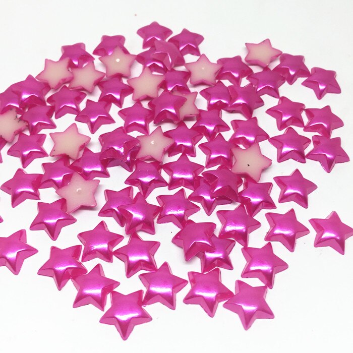 100 st 10mm pärla vit rosa silver silver röd harts stjärna flatback cabochons utsmyckningar för korttillverkning diy bröllop jul hantverk: Fuchsia