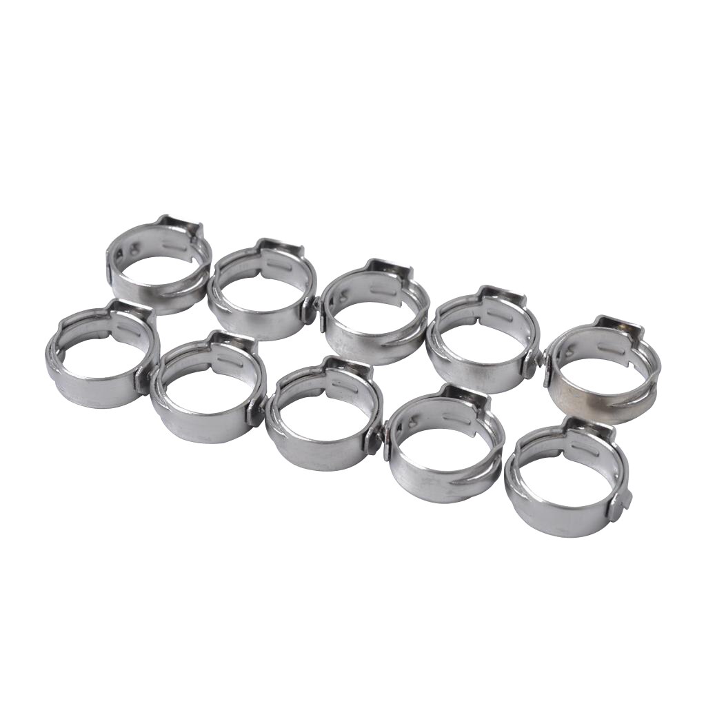 10 Pieces Stainless Steel Single Ear Adjustable Band Hose Clamps 7.0mm-8.7mm