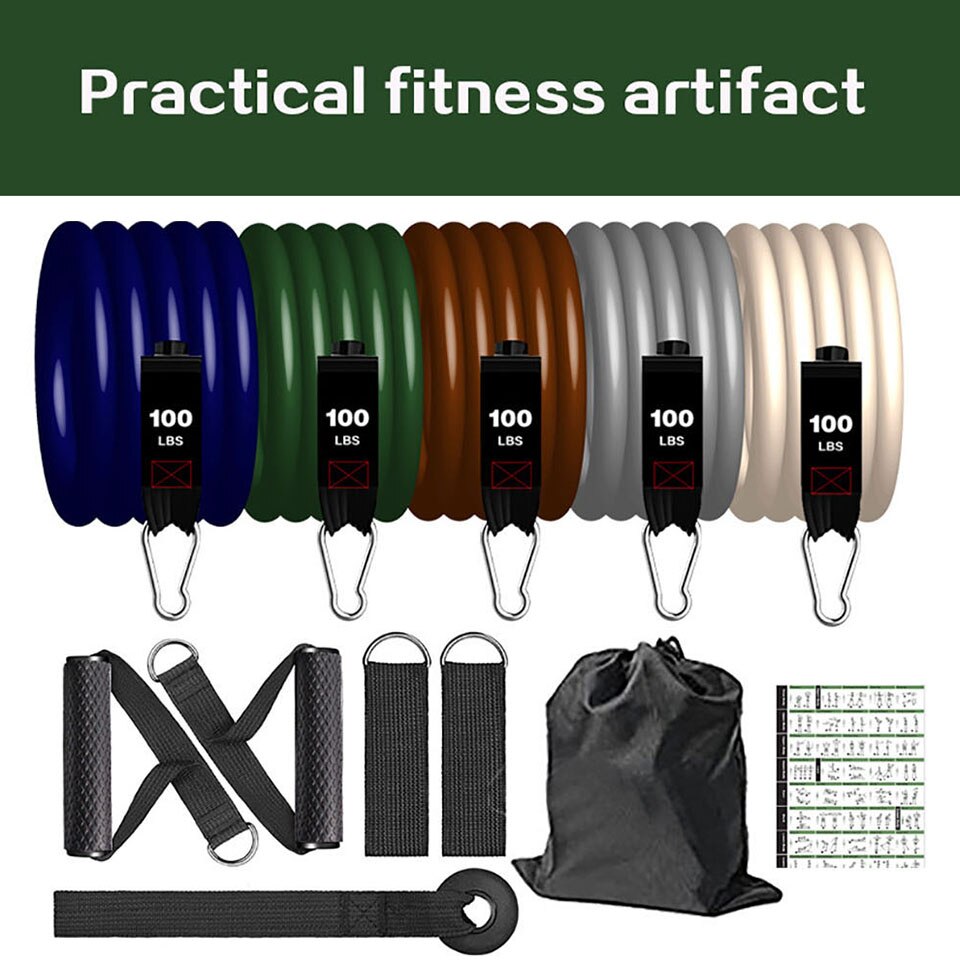 Gobygo 11 Stks/set 500LBS Weerstand Bands Crossfit Draagbare Gym Sport Bodybuilding Fitness Apparatuur Fitness Elastisch Touw Unisex