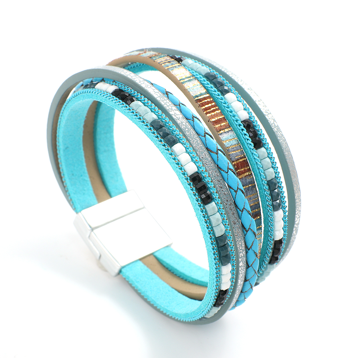 Allyes Bohemian Gevlochten Lederen Armbanden Voor Vrouwen Mode Handgemaakte Strass Bedel Wrap Armband Armband Vrouwelijke Sieraden