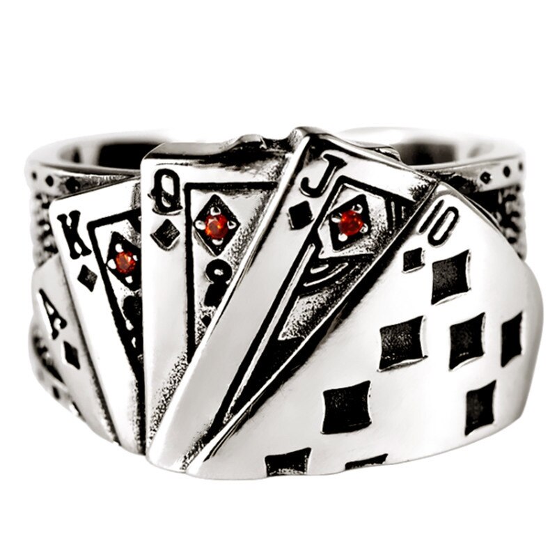 Persönlichkeit gotisch Jahrgang Poker Ringe Für Frauen Braut Hochzeit Engagement Punk Resizable Antike Ringe Felsen Schmuck
