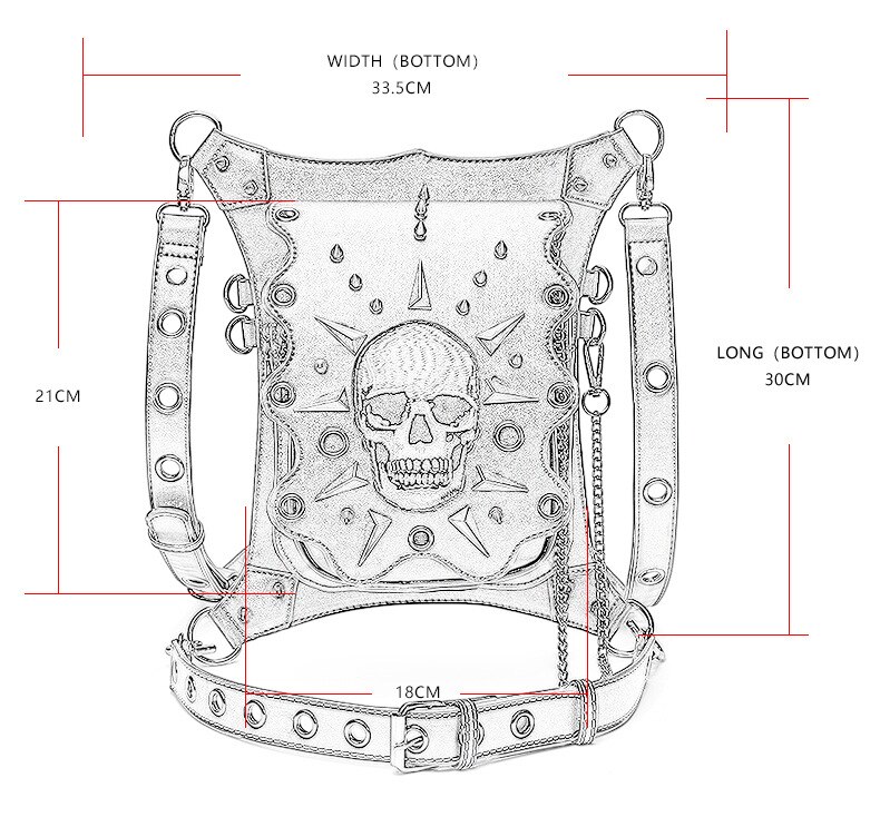 Punk Rock Waist Bag For Women Steampunk Rivets Skull Totes Crossbody Shoulder Bag Men Motorcycle Leg Belt Hip Pouch Pack