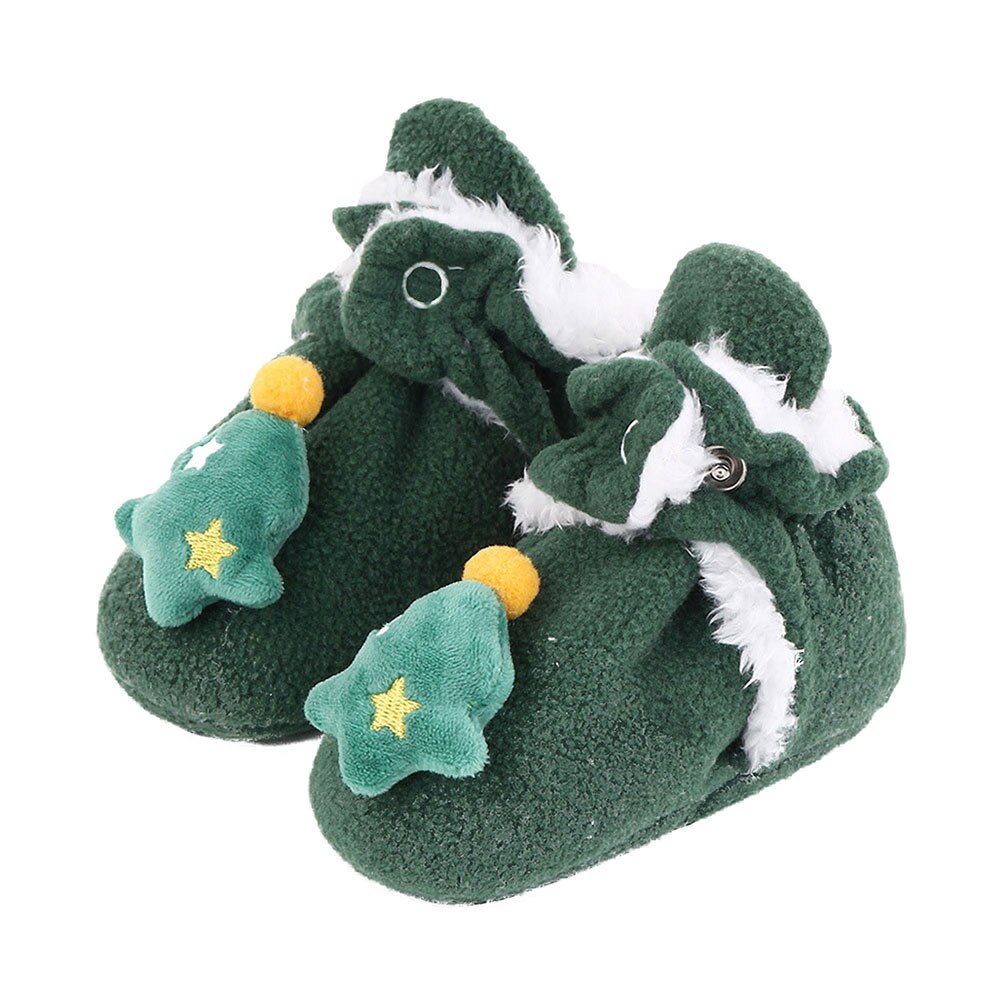 Weihnachten Baby Booties Winter Krippe Schuhe Socken Vlies Warme Kleinkind Schuhe Rutsch Ersten Wanderschuhe Santa Fuß Socken: B / 7-12 Monate