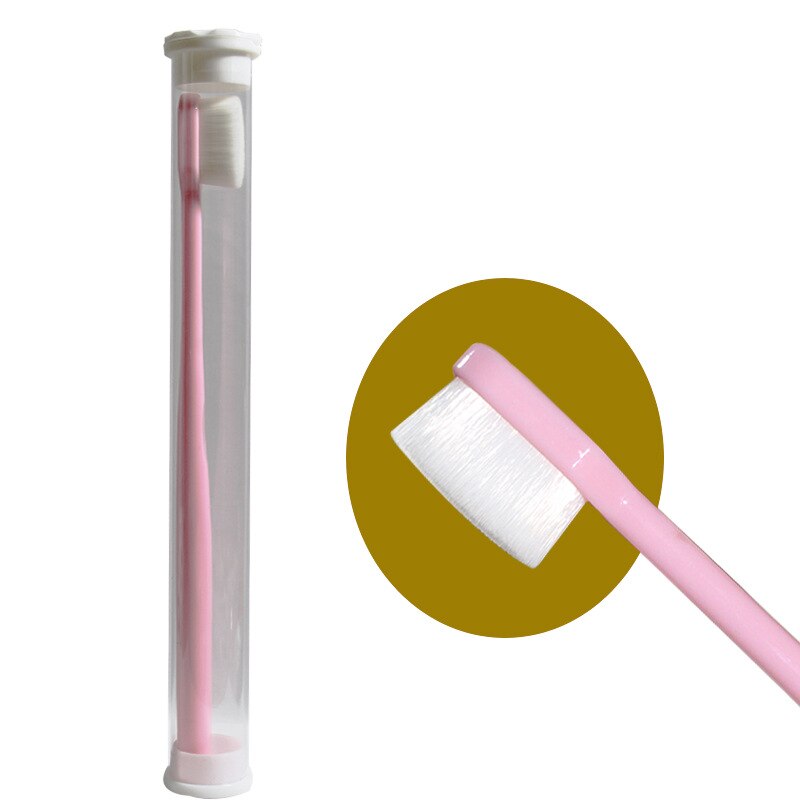 1Pc Ultra-Fijne Tandenborstel Super Zachte Tandenborstel Met Houder Antibacteriële Draagbare Orale Borstel Voor Oral Care Tools: 1PC Pink Regular