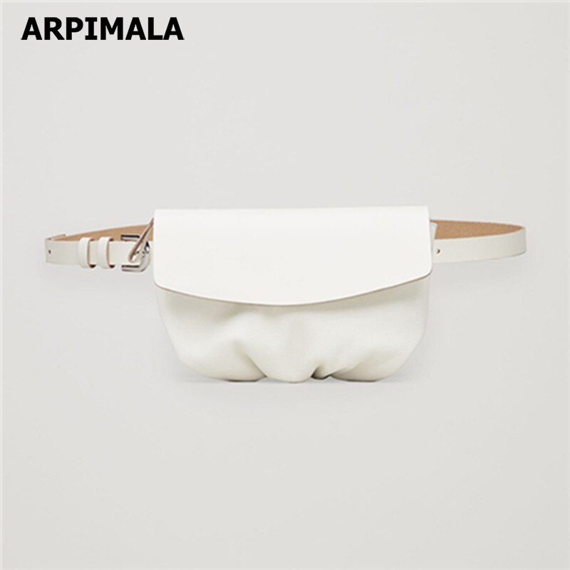 Arpilala-riñonera de cuero blanca para mujer, bolso de cintura informal, para el pecho, para teléfono