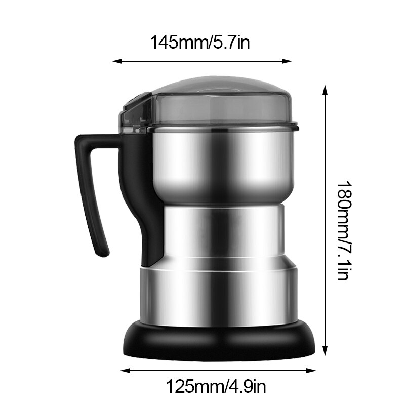 Multifunctional Home Coffe Grinder Machine Kitchen Cereals Nuts Beans Spices Grains Grinding Machine Electric Coffee Grinder: With Hand